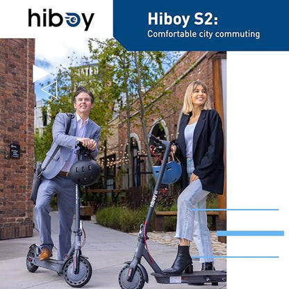 Hiboy S2 Electric Scooter with Seat - 8.5" Solid Tires - Up to 17 Miles & 19 MPH Folding Commuting Scooter for Adults with Double Braking System, Rear Suspension and App