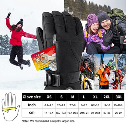 Battery Heated Gloves for Men Women,Rechargeable Electric Heated Ski Gloves Touchscreen,Winter Hand Warmer Gloves for Cycling Motorcycling Hunting Hiking