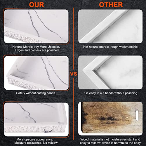 SZYRL Bathroom Vanity Tray Matte Vanity Tray Decor Perfume Trays Dresser Holder for Jewelry Candle Soap Plant Towel Cosmetic Organizer Rectangle Large Serving Tray