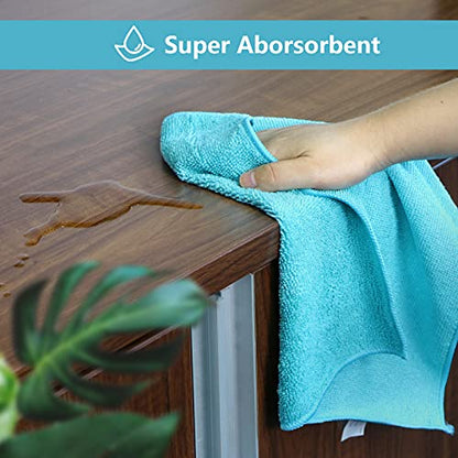 HOMEXCEL Microfiber Cleaning Cloth,24Pack Cleaning Rag,Cleaning Towels with 4 Color Assorted,11.5"X11.5"(Green/Blue/Yellow/Pink)