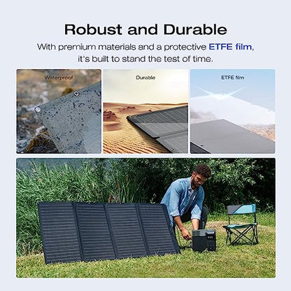 EF ECOFLOW 160 Watt Portable Solar Panel for Power Station, Foldable Solar Charger with Adjustable Kickstand, Waterproof IP68 for Outdoor Camping RV Off Grid System