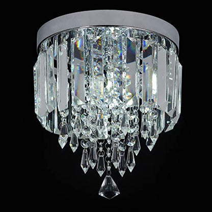 Nobranded Mini Crystal Chandelier Flush Mount Ceiling Light for Bedroom, Hallway, Bar, Kitchen, Bathroom Pendant Lamps