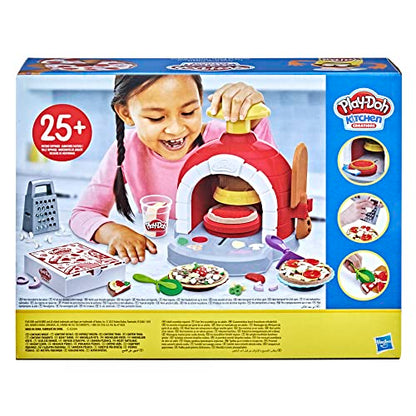 Play-Doh Kitchen Creations Pizza Oven Playset, Play Food Toy for Kids 3 Years and Up, 6 Cans of Modeling Compound, 8 Accessories, Non-Toxic