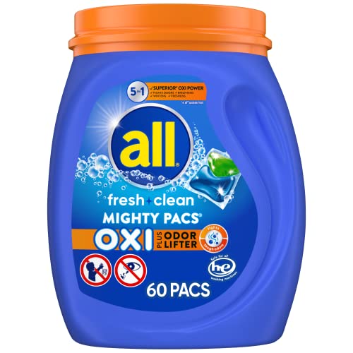Add 3 To Your Cart! all Laundry Detergent Pacs, Fresh Clean Oxi plus Odor Lifter, 180 Count (packaging may vary)
