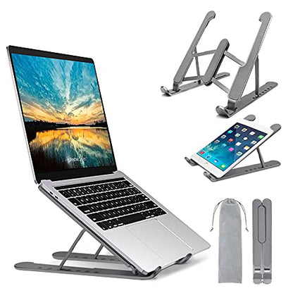 Senose Laptop Stand, Laptop Holder Portable Computer Stand Desktop Holder Mount Foldable Riser with 7 Levels Adjustable Aluminum Alloy Compatible for MacBook Air Pro,HP,Lenovo More 10-15.6" Laptops