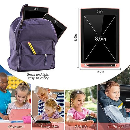 2 Pack LCD Writing Tablet, 8.5 Inch Colorful Doodle Board Drawing Tablet for Kids, Kids Travel Games Activity Learning Toy Birthday Gifts for Age 2 3 4 5 6 7 8 Year Old Boys and Girls Toddler -Pink