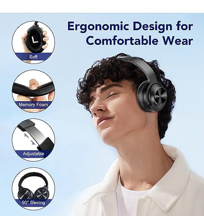 MPWHYL Active Noise Cancelling Headphones, Wireless Over Ear Bluetooth Headphones 5.3, 65Hrs Playback, Deep Bass, Built-in Mic, Memory Foam Ear Cups, for Travel, Home Office(Black)