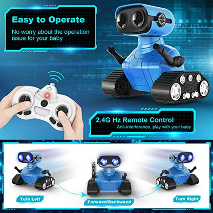 Hamourd Robot Toys for Boys Girls, Rechargeable Remote Control Robots, Emo Robot with Auto-Demonstration, Flexible Head & Arms, Dance Moves, Music, Shining LED Eyes, Kids Toys for 5+ Years Old Boys