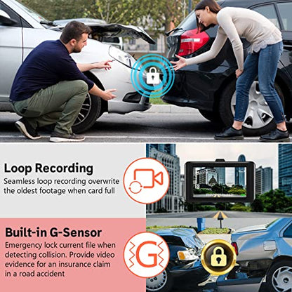 Dash Cam, Dash Camera for Car,3 Inch LCD Screen, 1080P Full HD Car Dashboard Recorder, 120° Wide Angle Dashcam, Gravity Sensor, WDR, Loop Recording, Motion Detection