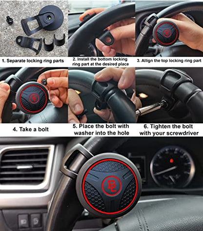 Fouring BL Adjustable Steering Wheel Knob Spinner - Universal Non-Slip Fit, ABS & Silicone Matte Finish Suicide Knob with Metal Ball Bearing & Easy Installation-Suitable for Cars, Trucks etc