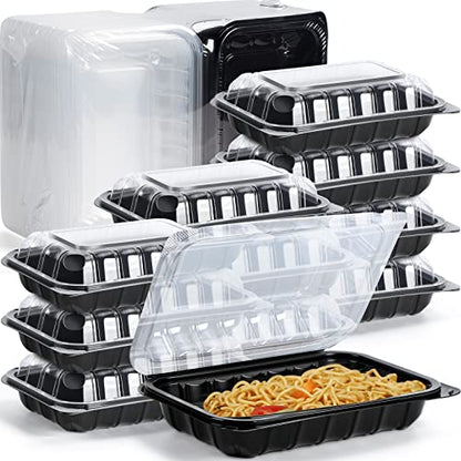 YANGRUI Clamshell Take Out Containers, Anti-Fog Leak Proof Shrink Wrap 30 Pack 9 x 6 Inch 27 oz Meal Prep Container BPA Free PP Material Microwave Freezer Safe Hinged To Go Containers