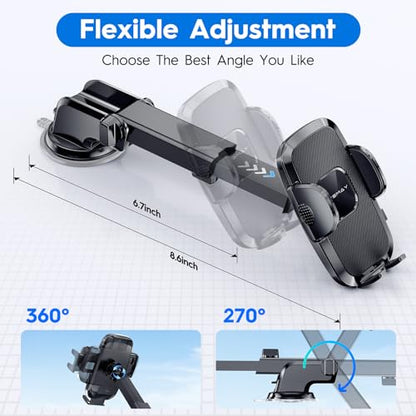 Eyemay 2023 Upgraded Phone Holder Car - [ Bumpy Roads Friendly ] Phone Mount for Car Dashboard Windshield Air Vent 3 in 1, Hand Free Mount for iPhone 15 14 13 12 Pro Max Samsung All Cell Phones