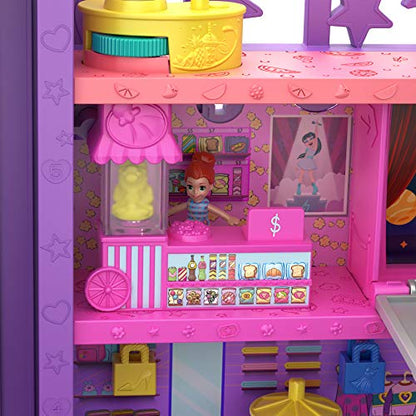 Polly Pocket Dolls and Playset, Mega Mall with 3 Micro Dolls, Toy Car and Accessories, 6 Floors and Elevator, Toys for Kids (Amazon Exclusive)