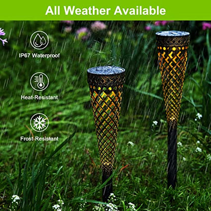 RECHOO Solar Garden Lights, 6 Pack Garden Decor Solar Outdoor Lights Decorative, Warm White & Cool White Garden Lights Solar Powered Waterproof, Outdoor Solar Lights for Yard Patio Backyard Decor