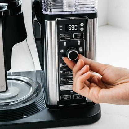 Ninja CM401 Specialty 10-Cup Coffee Maker with 4 Brew Styles for Ground Coffee, Built-in Water Reservoir, Fold-Away Frother & Glass Carafe, Black
