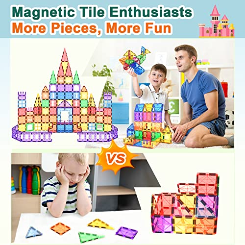 118-piece Magnetic Tiles Set, STEM Educational Building Blocks for Kids, Magnet Construction Toys for 3+ Year Old Boys & Girls, Ideal Toddler Toys for Birthday