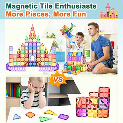 118-piece Magnetic Tiles Set, STEM Educational Building Blocks for Kids, Magnet Construction Toys for 3+ Year Old Boys & Girls, Ideal Toddler Toys for Birthday