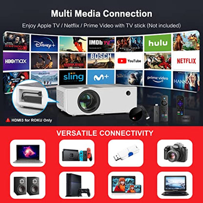 FANGOR 1080P HD Projector, WiFi Bluetooth Projectors, Max 230”Projection Screen Portable Home Theater Video Movie Proyector With Tripod, Compatible with HDMI, VGA, USB, Laptop, iOS & Android Phone