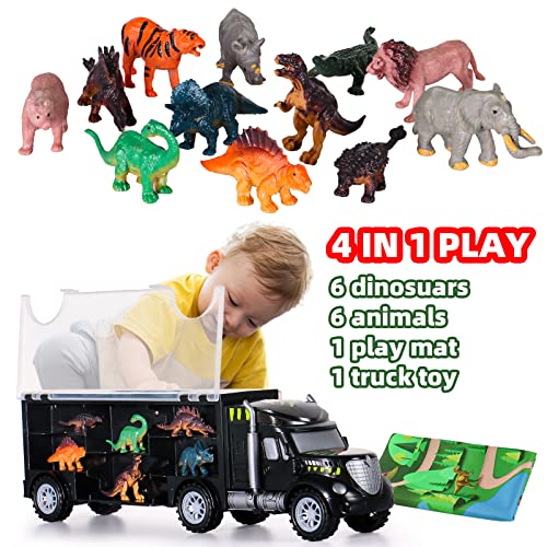 yoptote Dinosaur Toys for Kids 3-5 Kids Toys for 2 3 4 5 Year Old Children Dinosaur Toys for Boys Age 2 3 Year Old Boy Girl Car Trucks with Mat Easter Birthday Gifts Toys for 2 3 4 5 6 Year Old