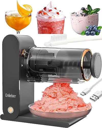 Shaved Ice Machine Electric - Rechargeable Snow Cone Machine with 2 Silicone Ice Mold, Kitchen Table-Top Ice Crusher for Slushies(Dark Grey)
