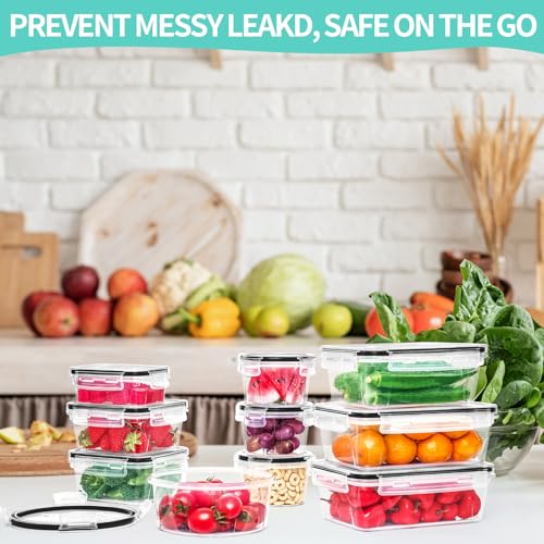Skroam 72 piece Food Storage Containers Set with Airtight Lids (36 Containers & 36 Lids), Plastic Leak-Proof Kitchen Storage Containers for Pantry Organizers and storage - Meal Prep, Lunch Containers