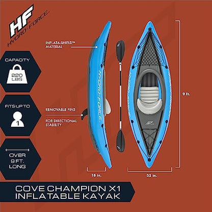Bestway Hydro Force Inflatable Kayak Set | Includes Seat, Paddle, Hand Pump, Storage Carry Bag | Great for Adults, Kids and Families