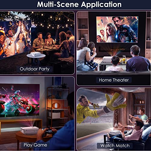 YOWHICK Projector with 5G WiFi Bluetooth Projector, Native 1080P Outdoor Projector 4K Support, Mini Portable Movie Video Projector with Screen, for HDMI, VGA, USB, Laptop, iOS & Android Phone