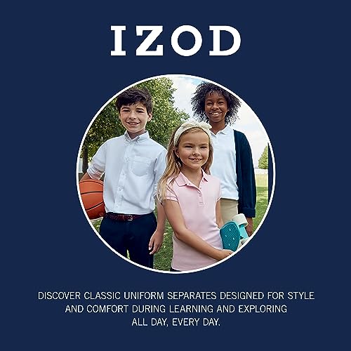 IZOD Boys' School Uniform Adaptive Short Sleeve Polo Shirt, Velcro Closure & Faux Buttons, Comfortable Pique Fabric, White, 4-5