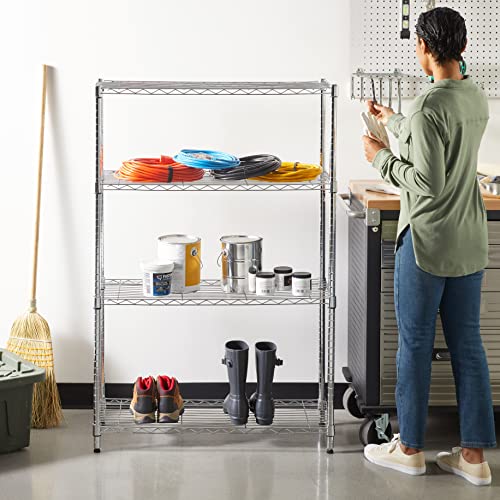Amazon Basics 4-Shelf Adjustable, Heavy Duty Storage Shelving Unit (350 lbs loading capacity per shelf), Steel Organizer Wire Rack, Chrome Silver, 36" L x 14" W x 54" H
