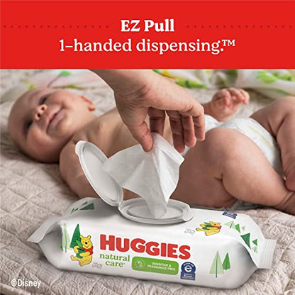 Huggies Natural Care Sensitive Baby Wipes, Unscented, Hypoallergenic, 99% Purified Water, 8 Flip-Top Packs (448 Wipes Total)