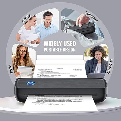 Portable Printer Wireless for Travel，Bluetooth Thermal Printer Support 8.5" X 11" US Letter &Legal, A4&A5 Thermal Paper, Inkless Printer Compatible with iOS, Android & Laptop for Office Car Home