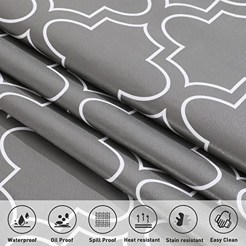 Vonabem 100% Waterproof Rectangle PVC Tablecloth, Vinyl Table Cloth Cover with Flannel Backing Oil Spill Proof Wipeable Table Cloths for Indoor Outdoor (Grey,60X84IN)