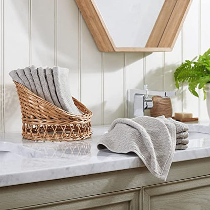 Tommy Bahama- Washcloth Set, Highly Absorbent Cotton Bathroom Decor, Low Linting & Fade Resistant (Northern Pacific Grey, 12 Piece)