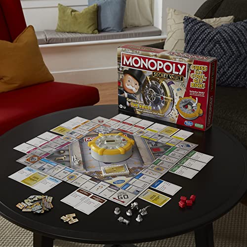 Monopoly Secret Vault Board Game for Kids Ages 8 and Up, Family Board Game for 2-6 Players, Includes Vault