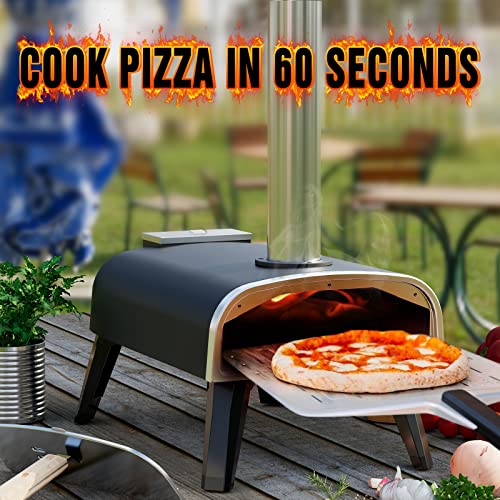 Outdoor Pizza Oven aidpiza 12" Wood Pellet Pizza Ovens With Rotatable Round Pizza Stone Portable Wood Fired with Built-in Thermometer Pizza Stove for Outside Backyard Camping Picnics