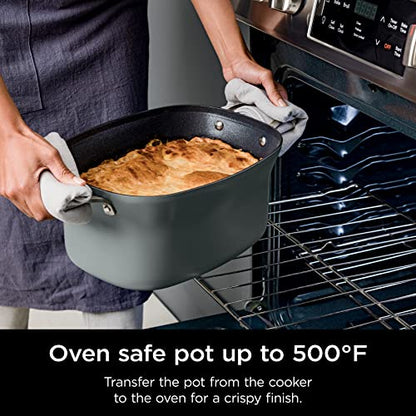 Ninja MC1001 Foodi PossibleCooker PRO 8.5 Quart Multi-Cooker, with 8-in-1 Slow Cooker, Dutch Oven, Steamer & More, Glass Lid Integrated Spoon, Nonstick, Oven Safe Pot to 500°F, Sea Salt Gray