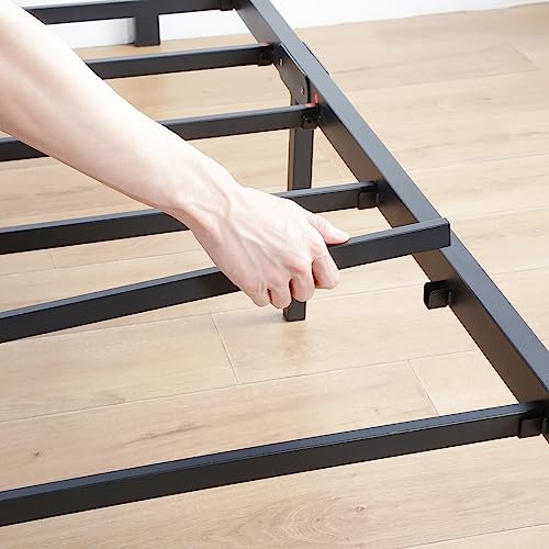 Olee Sleep 18 Inch Heavy Duty Steel Slat Anti-Slip Support, Easy Assembly Platform Bed frame, Noise Free Steel Mattress Foundation, Maximum Storage, No Box Spring Needed, Black, King Size