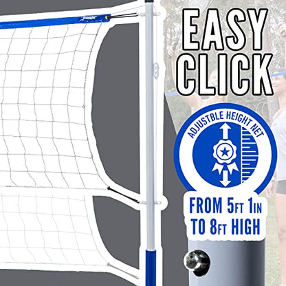 Franklin Sports Volleyball + Badminton Sets - Beach + Backyard Combo Complete Outdoor Lawn Game Set - Volleyball, Pump, Badminton Rackets, Birdies, Net + Poles Included