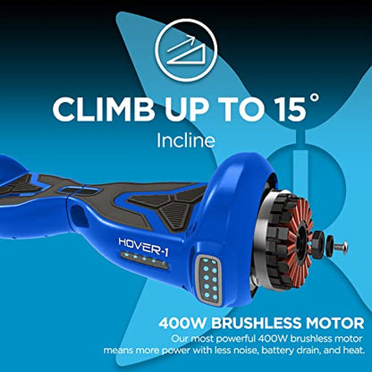 Hover-1 H1 Hoverboard Electric Scooter, Blue, Small/6.5"