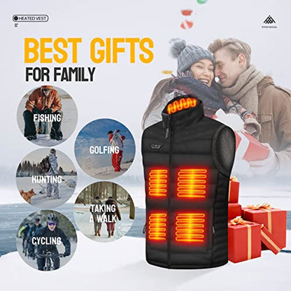 PIFMYSEDOL Heated Vest for Men with Battery Pack, Lightweight Rechargeable Men's Heating Vests with 9 Heating Panels, Medium-Size, Black