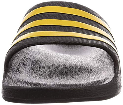 adidas Unisex Adilette Aqua Slides Sandal, Core Black Gold Metallic Core Black, 4 US Men