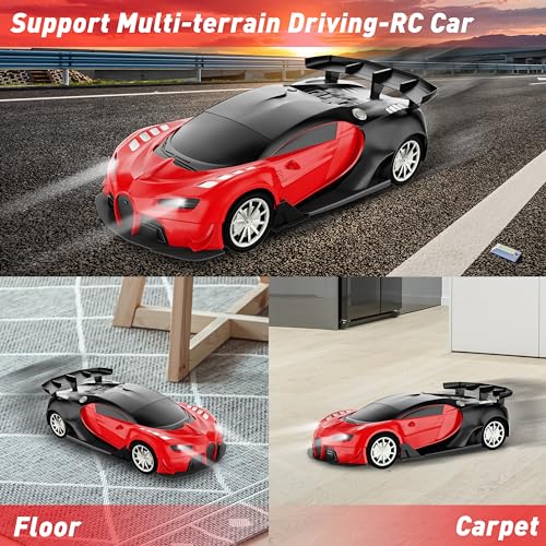 GaHoo Remote Control Car for Kids - 1/16 Scale Electric Remote Toy Racing, with Led Lights Rechargeable High-Speed Hobby Toy Vehicle, RC Car Gifts for 4 5 6 7 8 9 Years Boys Girls (Red)
