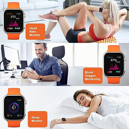Hoxalqa Smart Watch (Call Receive/Dial),1.85”HD Full-Touch Fitness Watch, Bluetooth Wacth, Heart Rate Tracker, Sleep Monitor, Waterproof Activity Trackers for Men Women Compatible with Android iOS