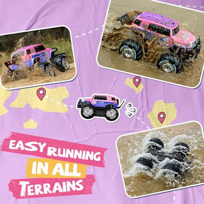 Ruko 1601AMP3 Amphibious RC Truck for Girls, IPX6 Warterproof Monster Truck, 1:10 Large Remote Control Car for All Terrain, 2 Rechargeable Batteries for 50 Min Fun Time, Gifts for Kids