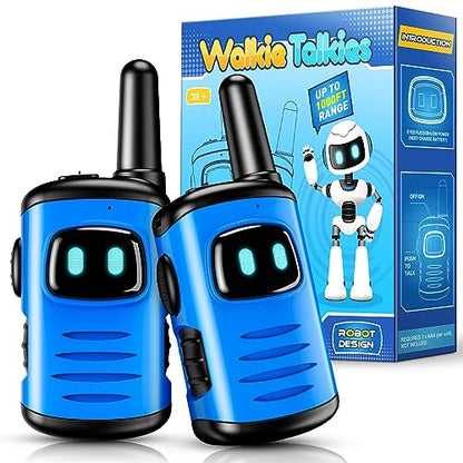Kids Walkie Talkies Toys for Boys: comedyfun Mini Robots Walkies Talkies 2 Pack Christmas Birthday Gifts for 3 4 5 6 Year Old Boys Toys for 3 4 5 6-8 Year Old Camping Outdoor Games Stocking Stuffers