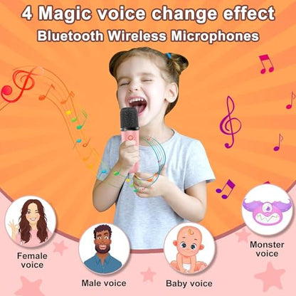 Mini Karaoke Machine for Kids - Portable Bluetooth Speaker, with 1 Wireless Microphone for Party Kids Birthday Gift, Suitable for 4 5 6 7 8 9 10 Years Old and Above Girls Birthday Gift