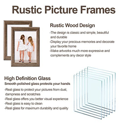 4x6 Picture Frames Rustic with High Definition Glass, Distressed Farmhouse Picture Frame for Wall or Tabletop Display, Photo Frames, Set of 6