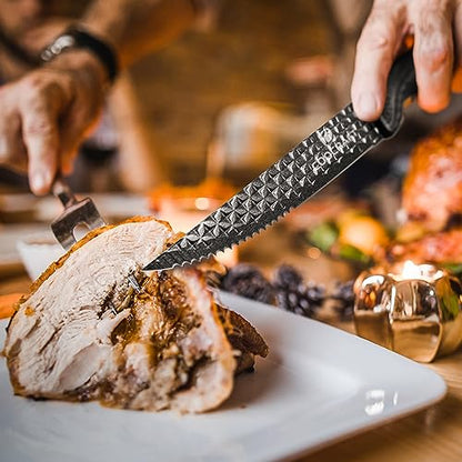 COOCRAFT Steak Knife Set, Steak Knives Set of 8 - Serrated Steak Knives - Ultra-Sharp High Carbon Stainless Steel Knives with Ergonomic Handles