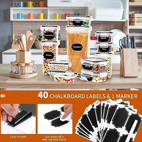 Skroam 36 Pack Airtight Food Storage Containers for Kitchen Pantry Organization and Storage, BPA Free, Plastic Kitchen Storage Containers with Lids for Flour, Sugar, and Cereal - Free Labels & Marker