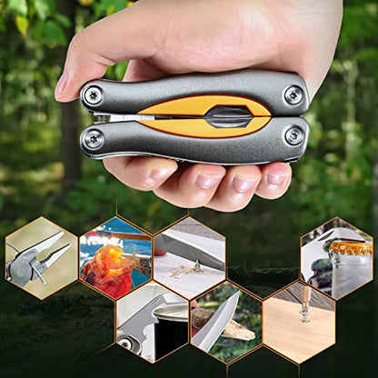 Multitool Pliers with Safety Locking, 15 in 1 Multitool Pocket Knife, Camping, Fishing, Simple Maintenance of Cool Gadgets, With Screwdriver, Folding Saw, Bottle Opener, Unique Gifts for Men Women